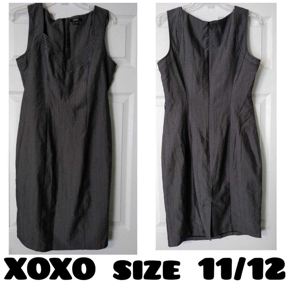 Women pinstripe career work dress gray black 11/12